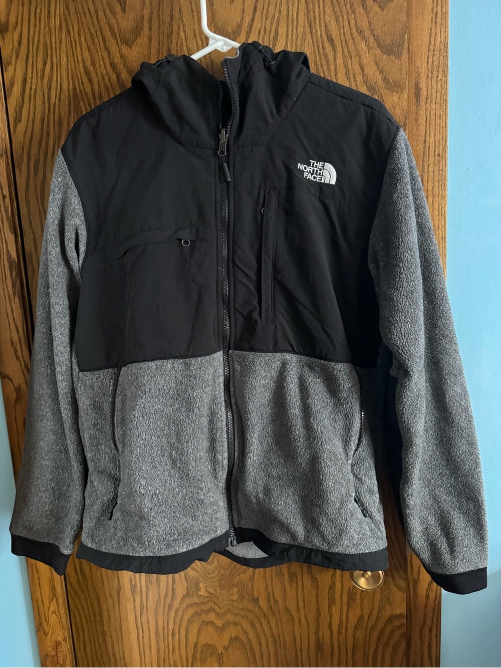 The North Face Black & Gray Zip Hooded Fleece Jacket